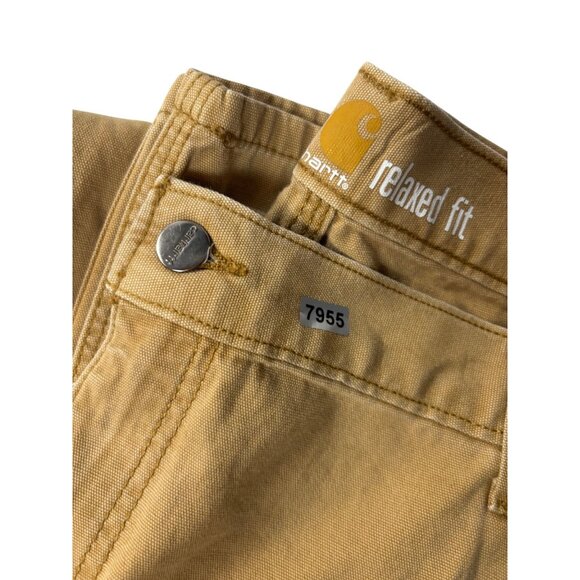 Carhartt Mens Relaxed Fit Brown Canvas Work Pants Durabl Comfortable Size 38x30 - Picture 1 of 9